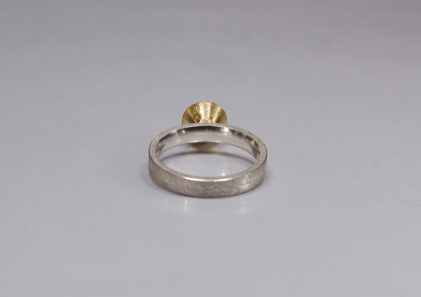 Bicolor Schmuck, Ring aus Silber mit goldenem Brillant
